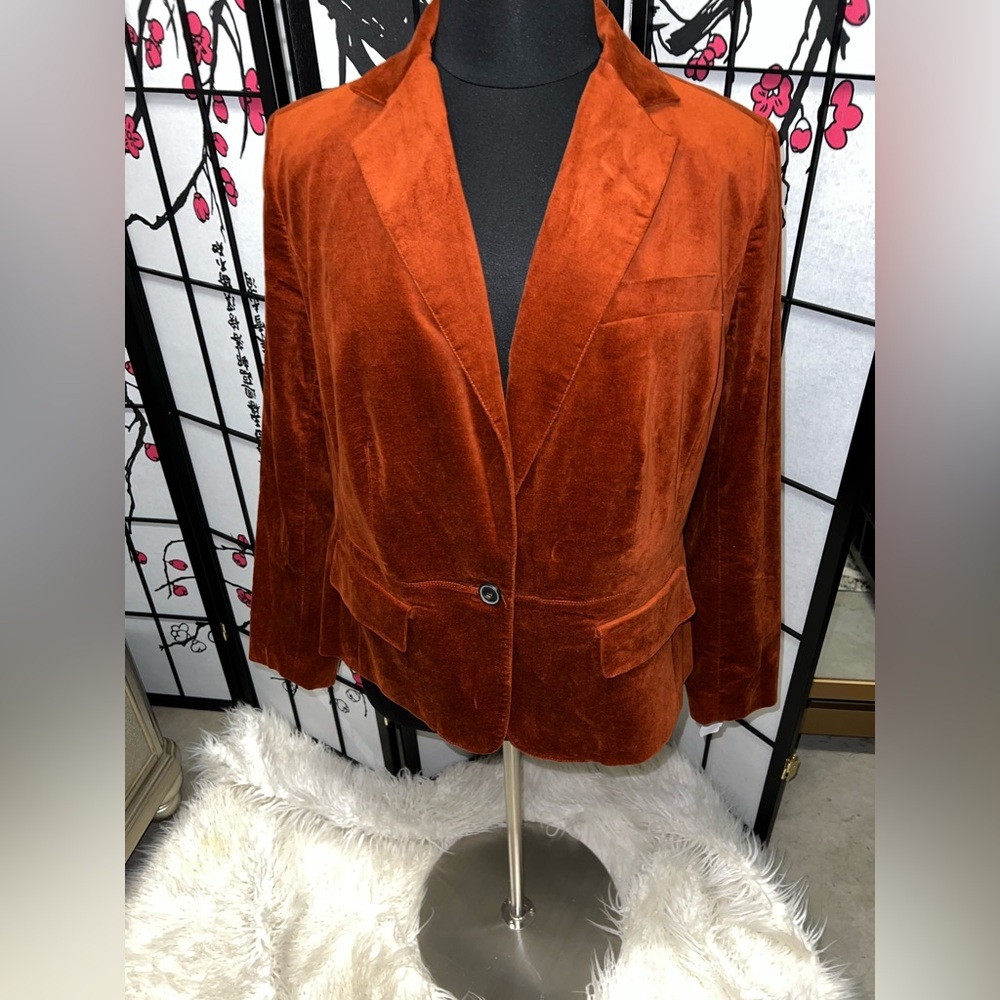 Rust-colored velveteen blazer